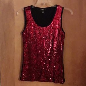 Ladies red sequin top style & co xl